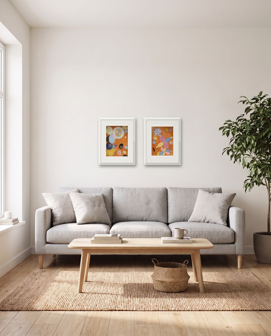 Wall test option A: two 30 × 40 cm prints, 76 cm in all above a 190 cm sofa
