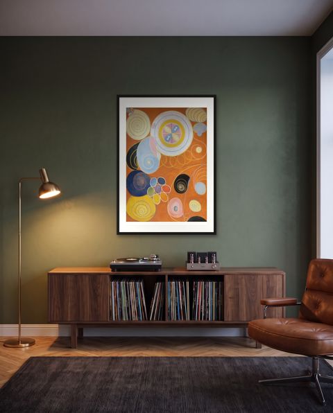 Art for dark green walls, shown to scale