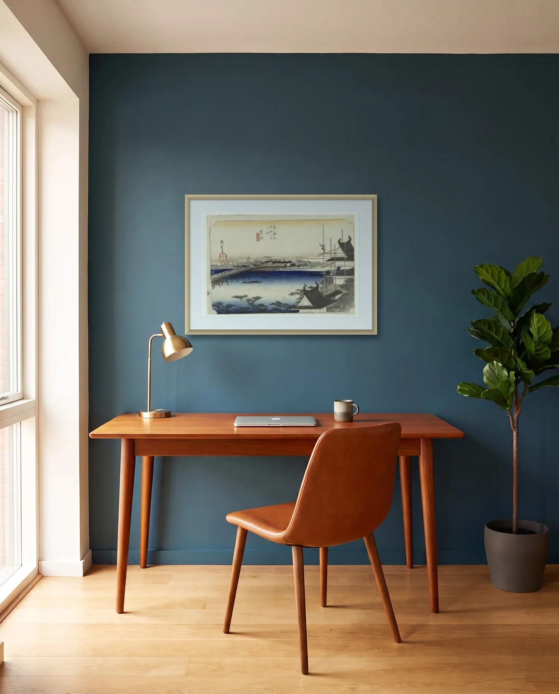 Classic office wall art: The Fifty-three Stations of the Tokaido by Utagawa Hiroshige, framed 70 × 50 cm