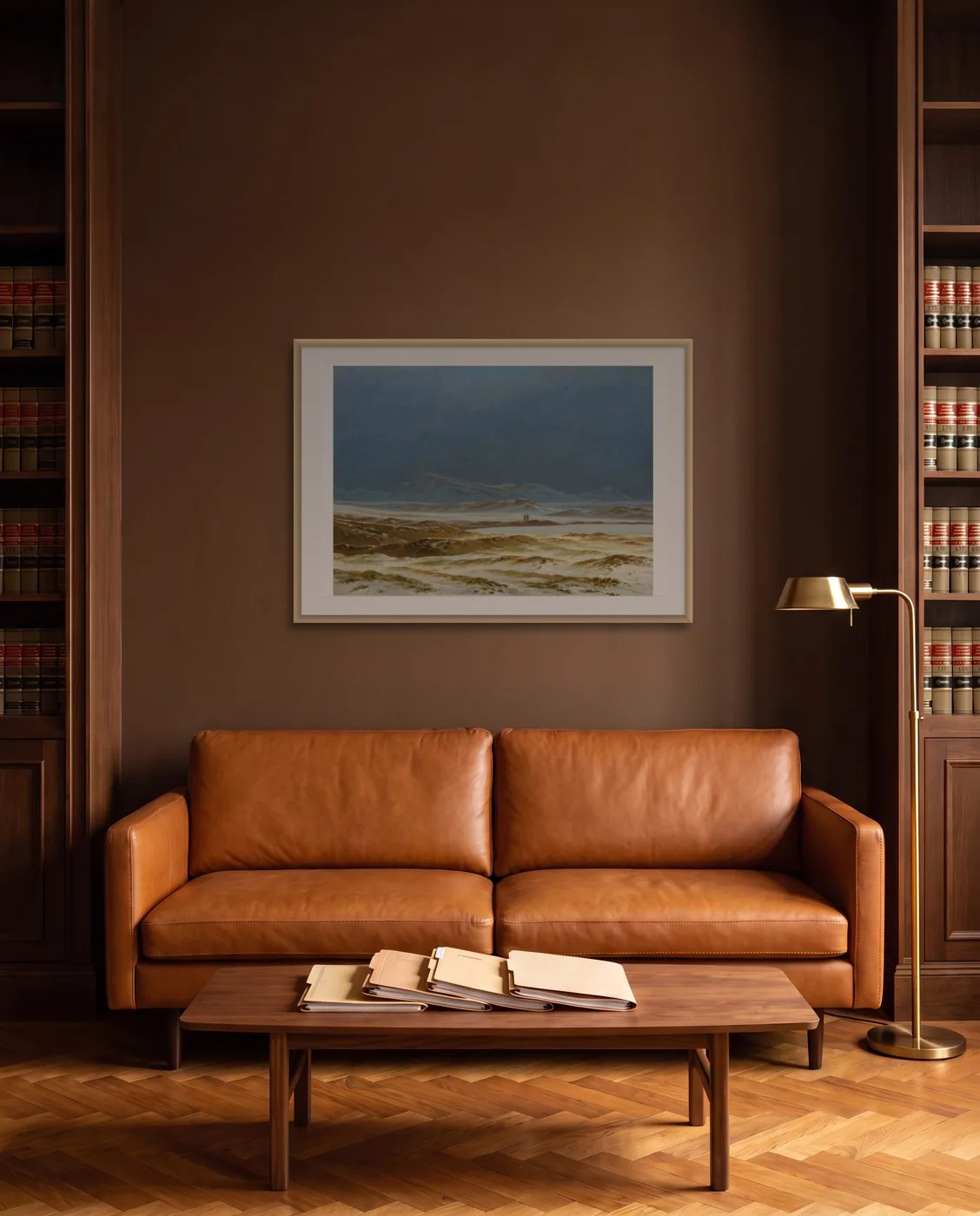 Classic office wall art: Northern Landscape, Spring by Caspar David Friedrich, framed 100 × 70 cm