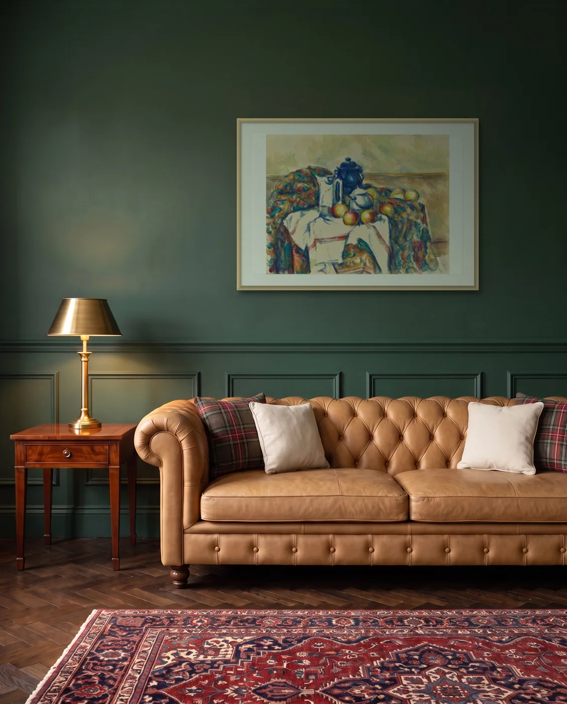 Classic living room wall art: Still Life with Blue Pot by Paul Cézanne, framed 100 × 70 cm