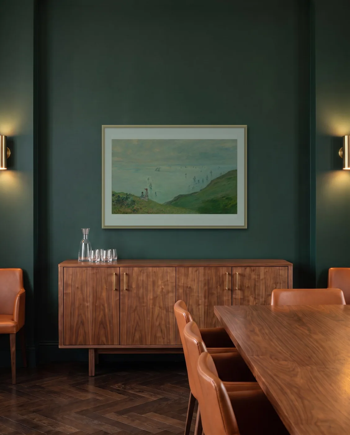 Classic meeting room wall art: Cliffs at Pourville by Claude Monet, framed 100 × 70 cm