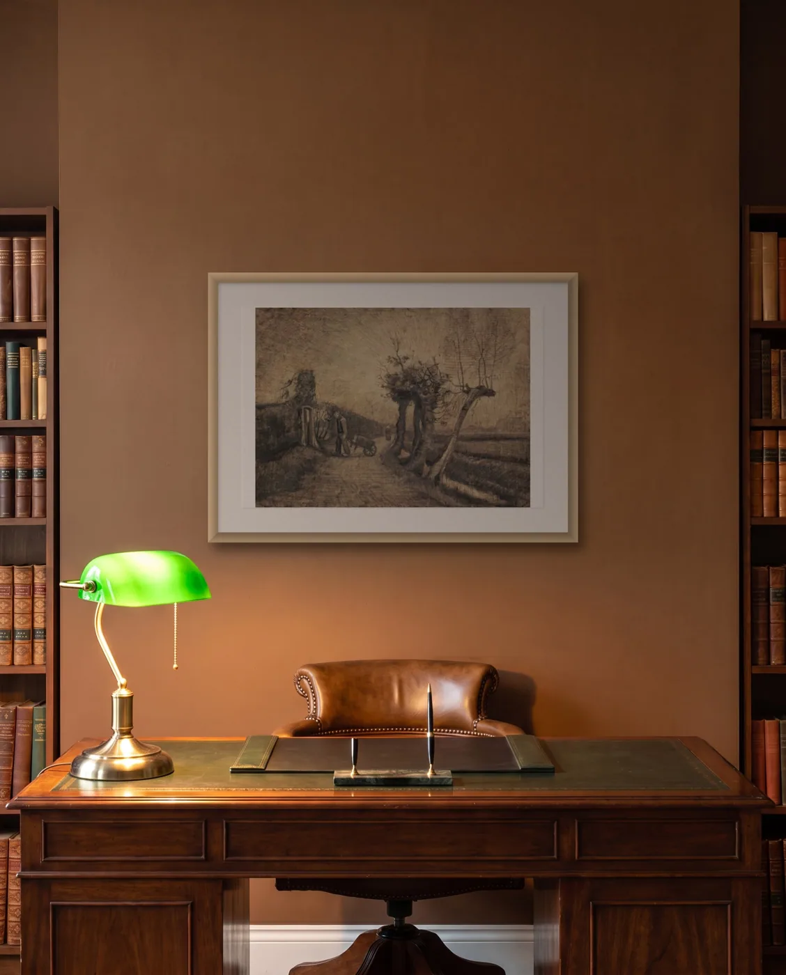 Classic office wall art: Road behind the Parsonage Garden in Nuenen by Vincent van Gogh, framed 70 × 50 cm