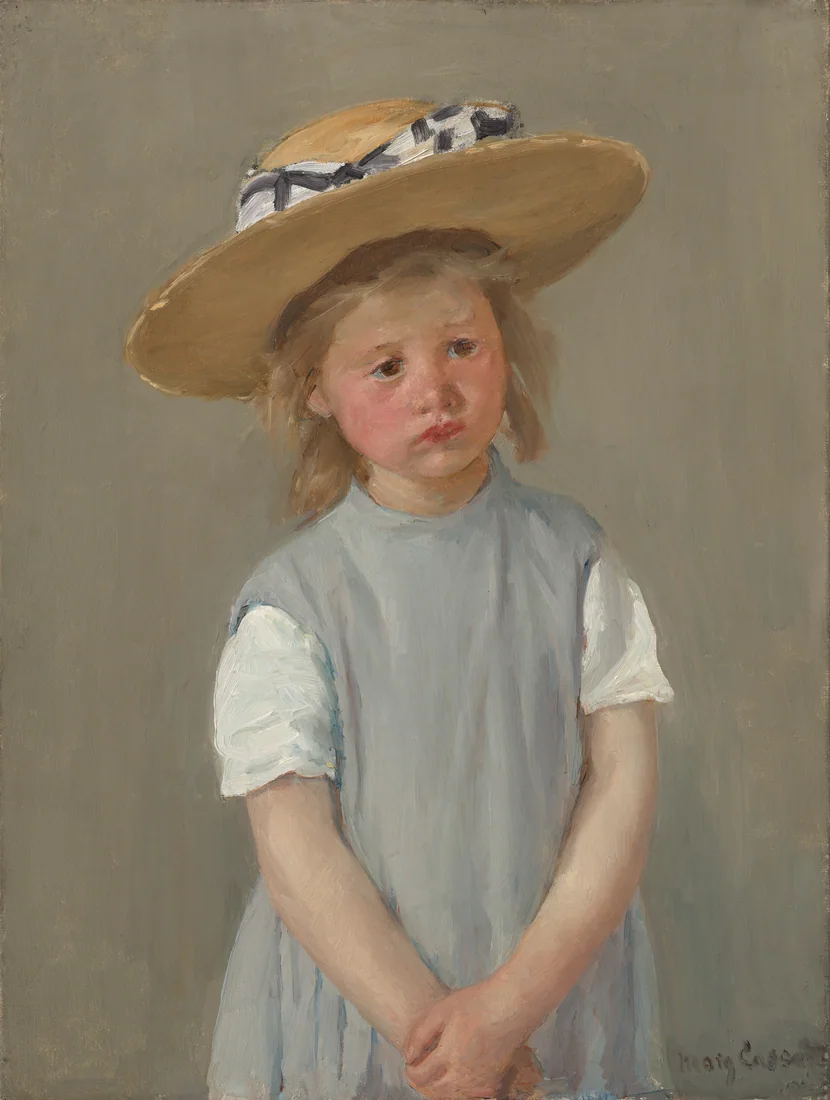Child in a Straw Hat by Mary Cassatt, c. 1886 – art print