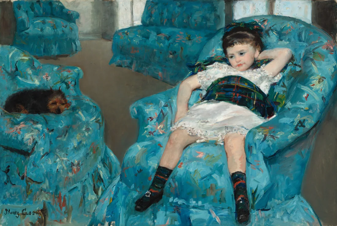 Little Girl in a Blue Armchair by Mary Cassatt, 1878 – art print