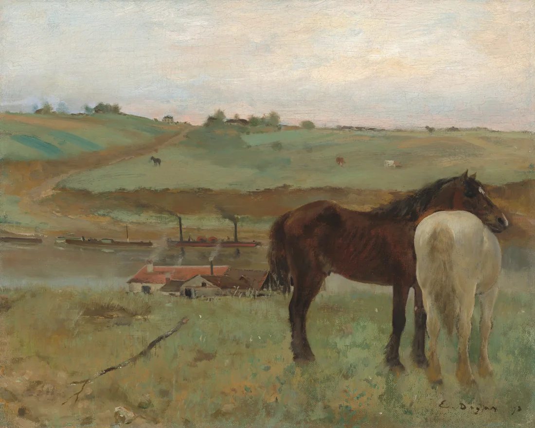 Horses in a Meadow by Edgar Degas, 1871 – art print
