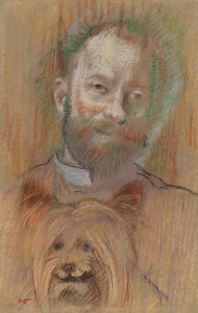 Ludovic Lepic Holding His Dog by Edgar Degas, 1889 – art print