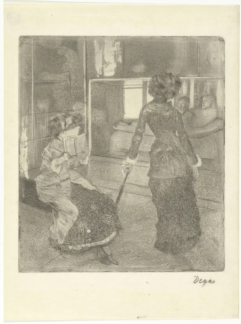 Mary Cassatt in the Louvre, Etruscan Gallery by Edgar Degas – art print