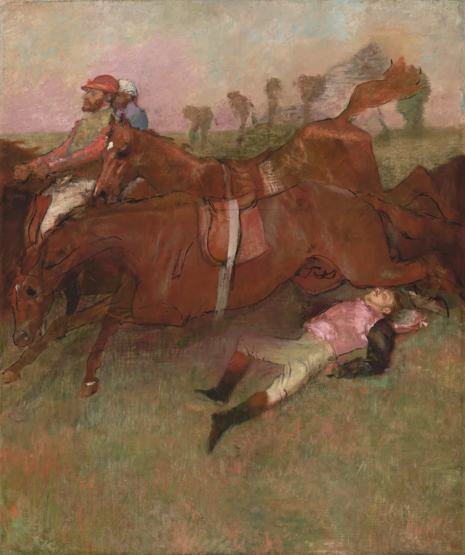 Scene from the Steeplechase: The Fallen Jockey by Edgar Degas, 1866; reworked 1880–81 and c. 1897 – art print