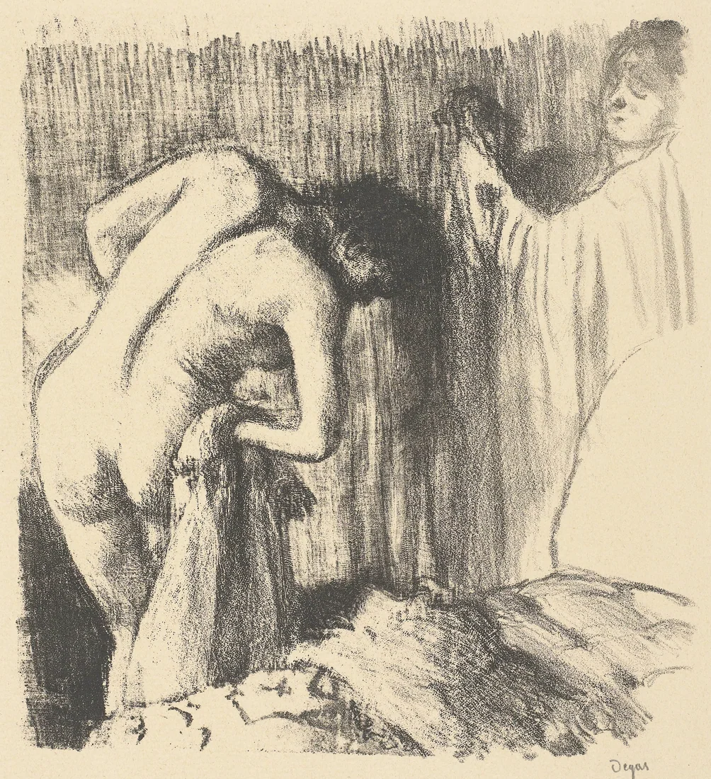 Woman After Bath with Attendant by Edgar Degas – art print