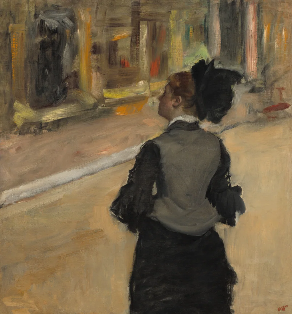 Woman Viewed from Behind (Visit to a Museum) by Edgar Degas, c. 1879–85 – art print
