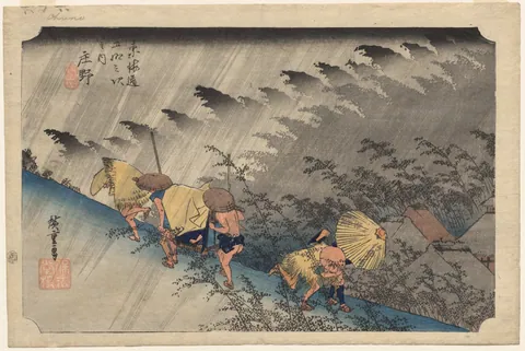 Driving Rain at Shōno (from the series The Fifty-Three Stations of the Tōkaidō) by Utagawa Hiroshige