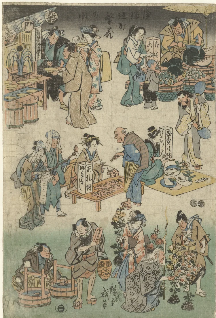 Evening Market in Joruri Street by Utagawa Hiroshige – art print