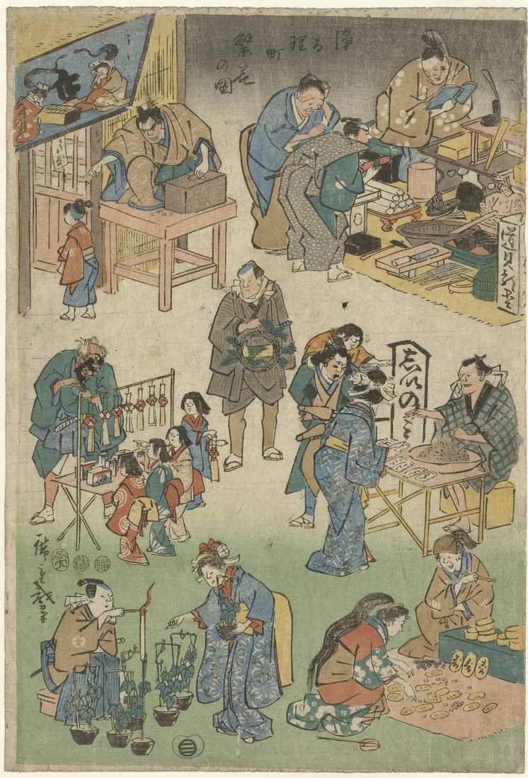 Image of Prosperity in Joruri Street by Utagawa Hiroshige – art print