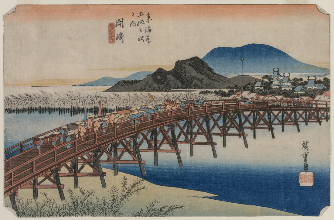 Yahagi Bridge at Okazaki (Station 39) by Utagawa Hiroshige, 1833 – art print