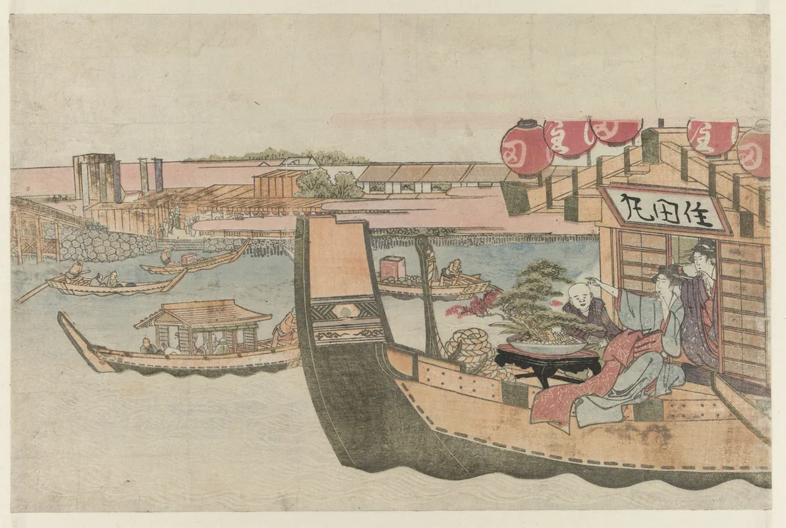 Boating on the Sumida River by Katsushika Hokusai – art print