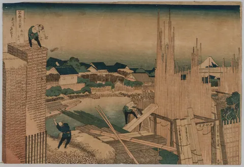 Lumber Yard by Katsushika Hokusai