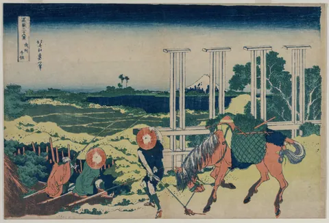 The Weir at Senju in Musashi Province (from Thirty-Six Views of Mount Fuji) by Katsushika Hokusai