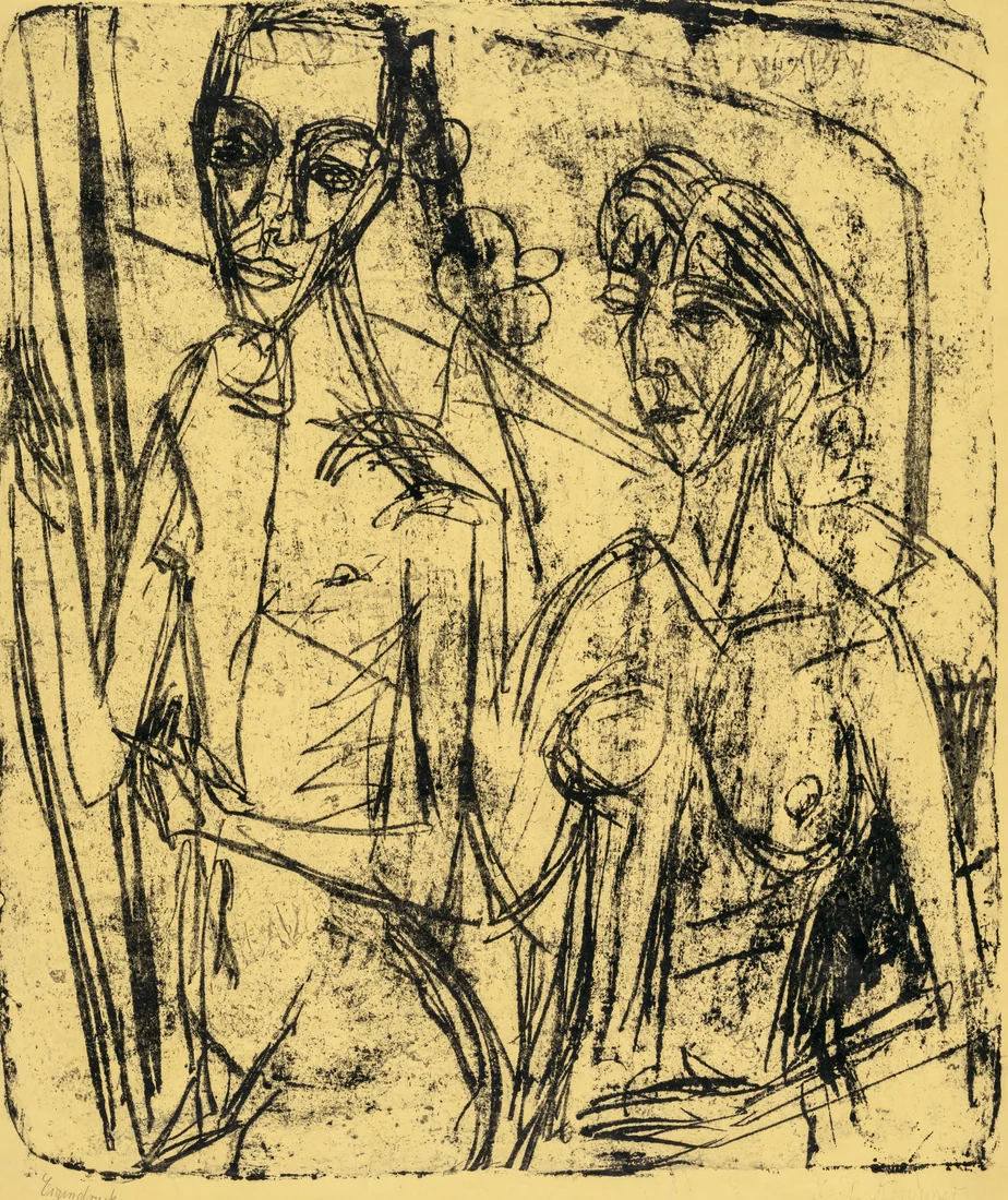 Couple in Room, Nude Man with Woman by Ernst Ludwig Kirchner, 1915–16 – art print