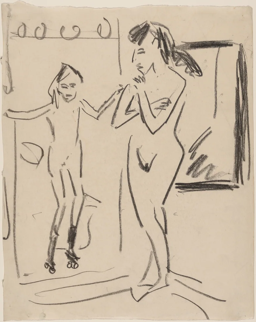 Fränzi and Marcella in the Studio by Ernst Ludwig Kirchner, 1910 – art print