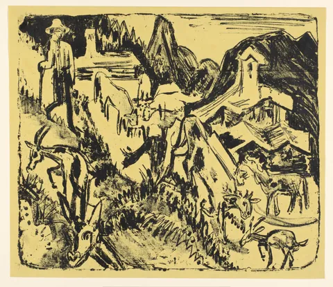 Goatherd with His Flock in the Mountains by Ernst Ludwig Kirchner