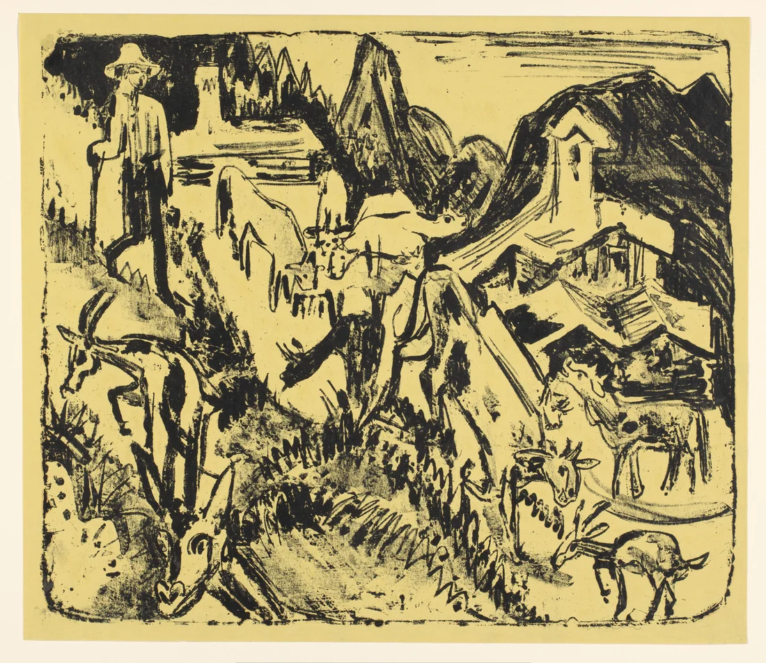 Goatherd with His Flock in the Mountains by Ernst Ludwig Kirchner – art print
