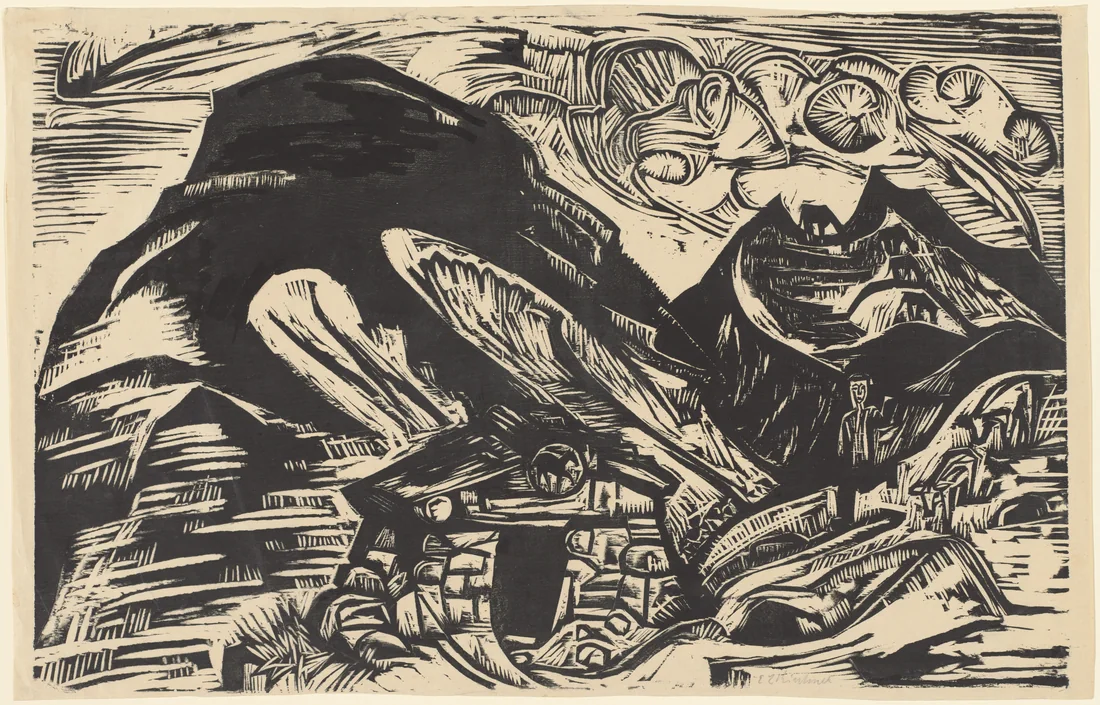 Mountains with a Mountain Hut by Ernst Ludwig Kirchner, 1921 – art print