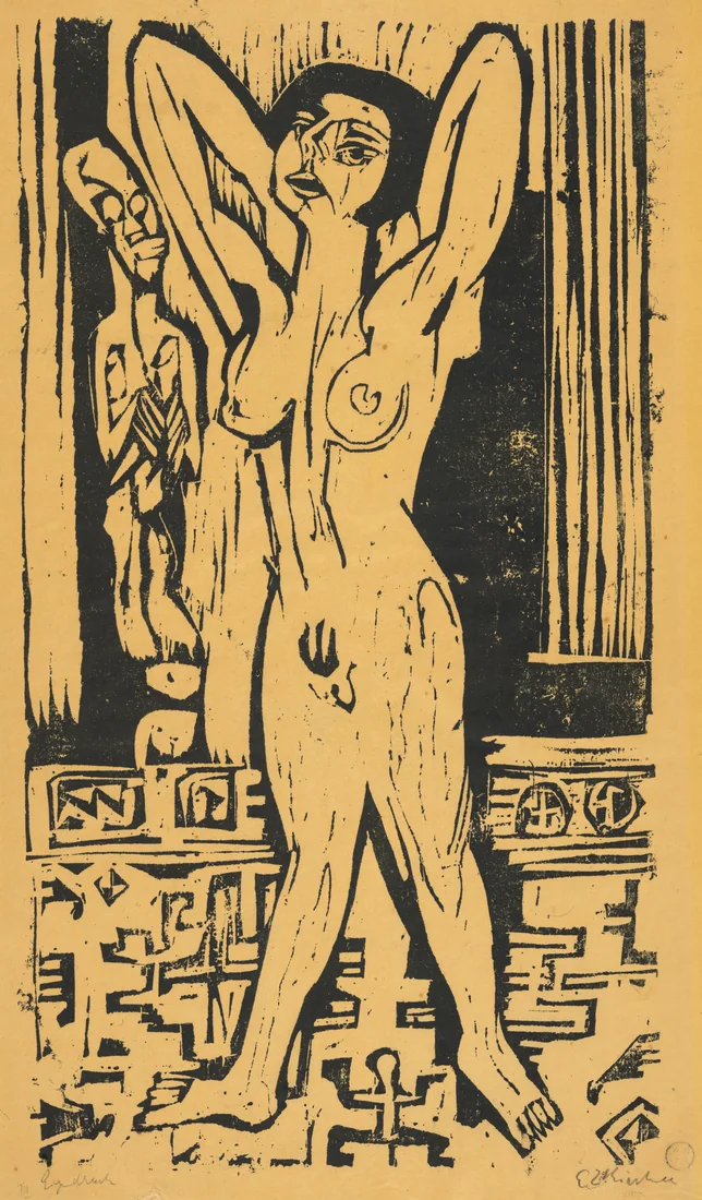 Naked Girl on a Carpet by Ernst Ludwig Kirchner, 1924 – art print