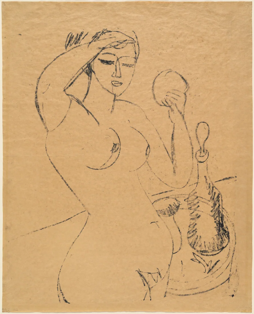 Nude Girl at Her Toilette by Ernst Ludwig Kirchner, 1912 – art print