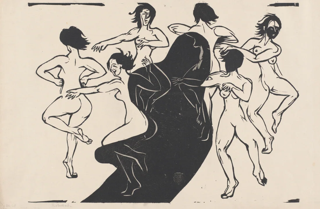 Nudes Dancing around a Shadow by Ernst Ludwig Kirchner, 1936 – art print