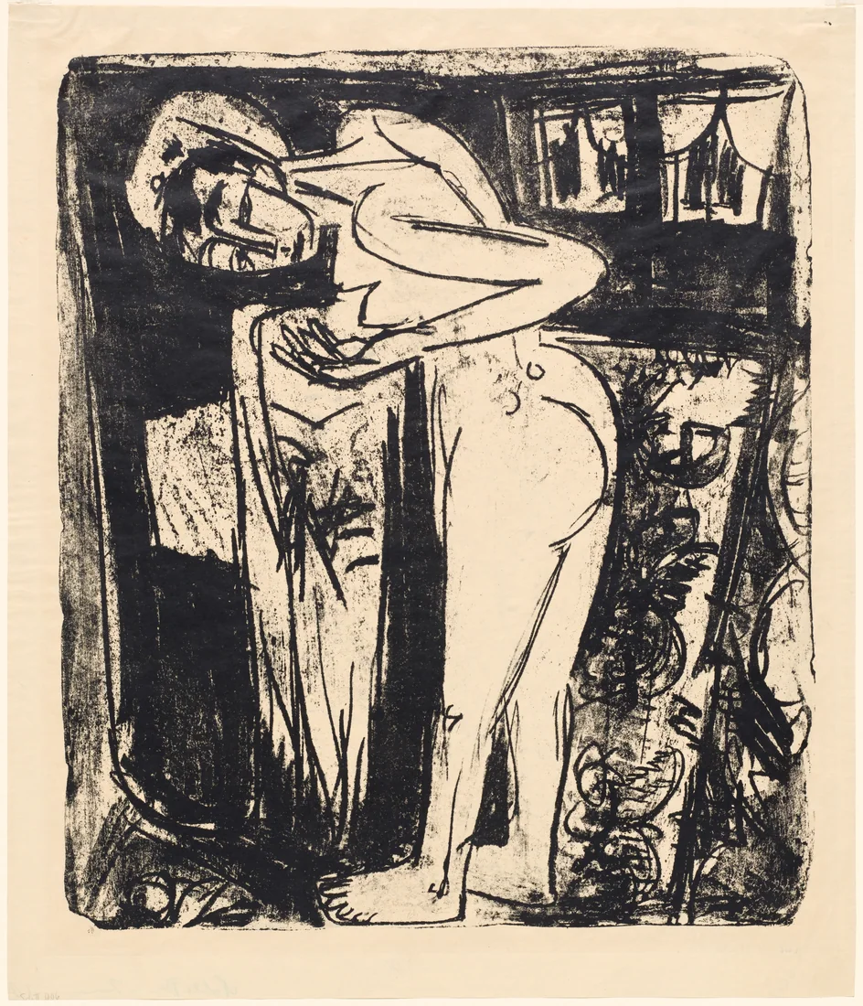 Standing Nude in a Room by Ernst Ludwig Kirchner, 1921 – art print