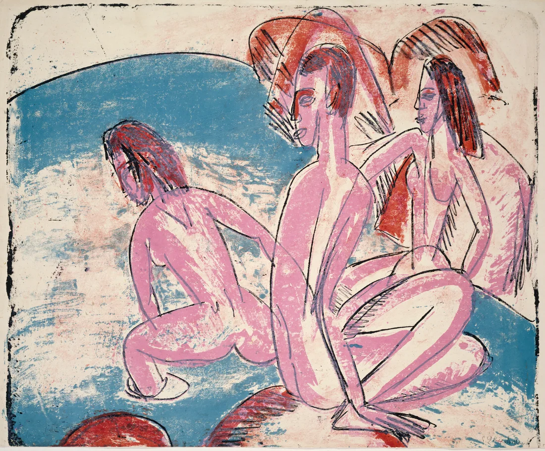Three Bathers by Stones by Ernst Ludwig Kirchner, 1913 – art print