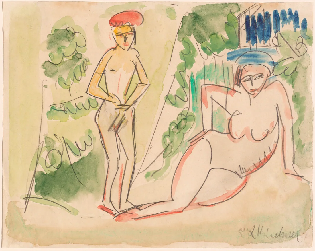 Two Bathers near the Woods by Ernst Ludwig Kirchner, 1910–11 – art print