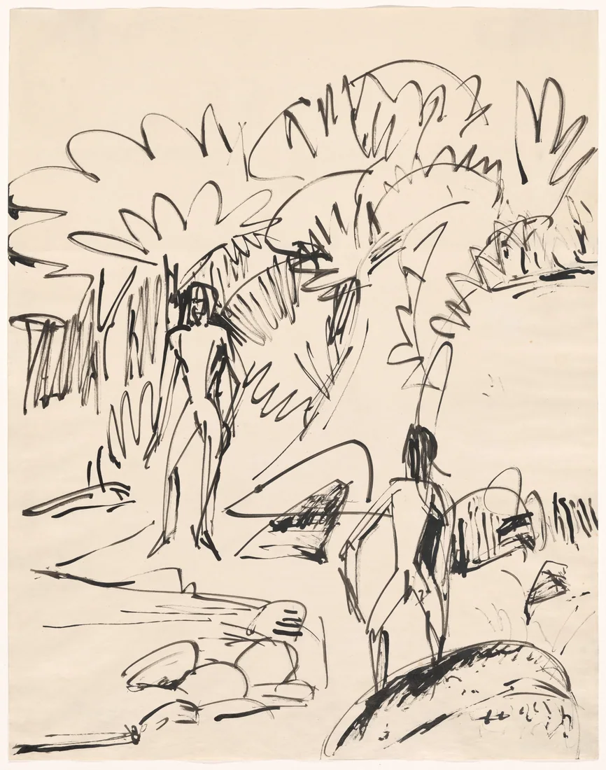 Two Bathers on the Fehmarn Coast by Ernst Ludwig Kirchner, 1912 – art print