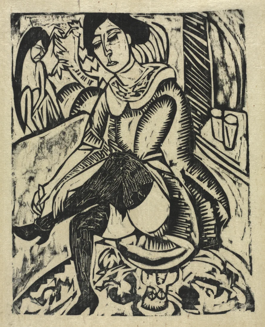 Woman Putting on Her Shoes by Ernst Ludwig Kirchner, 1912 – art print