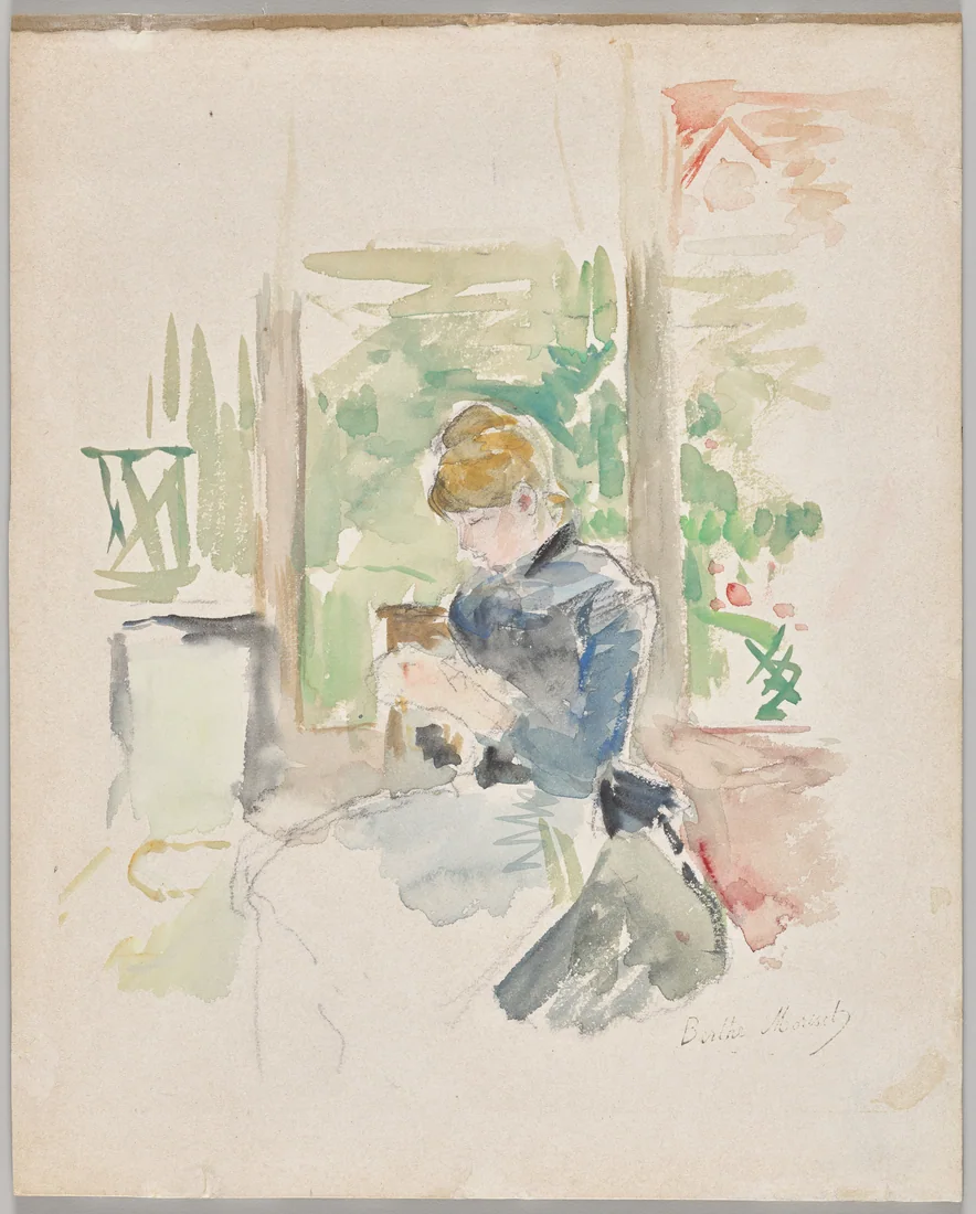 Sewing near the Window by Berthe Morisot, c. 1885 – art print