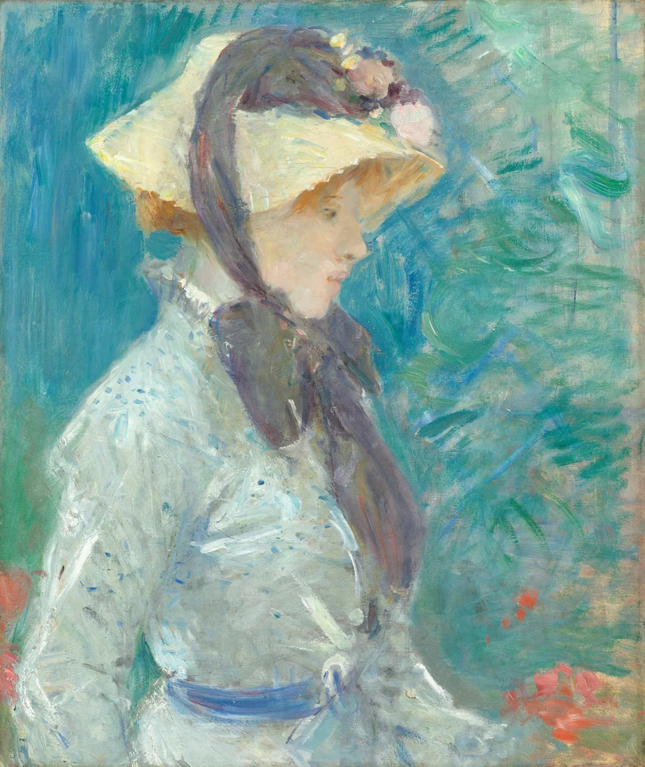 Young Woman with a Straw Hat by Berthe Morisot, 1884 – art print