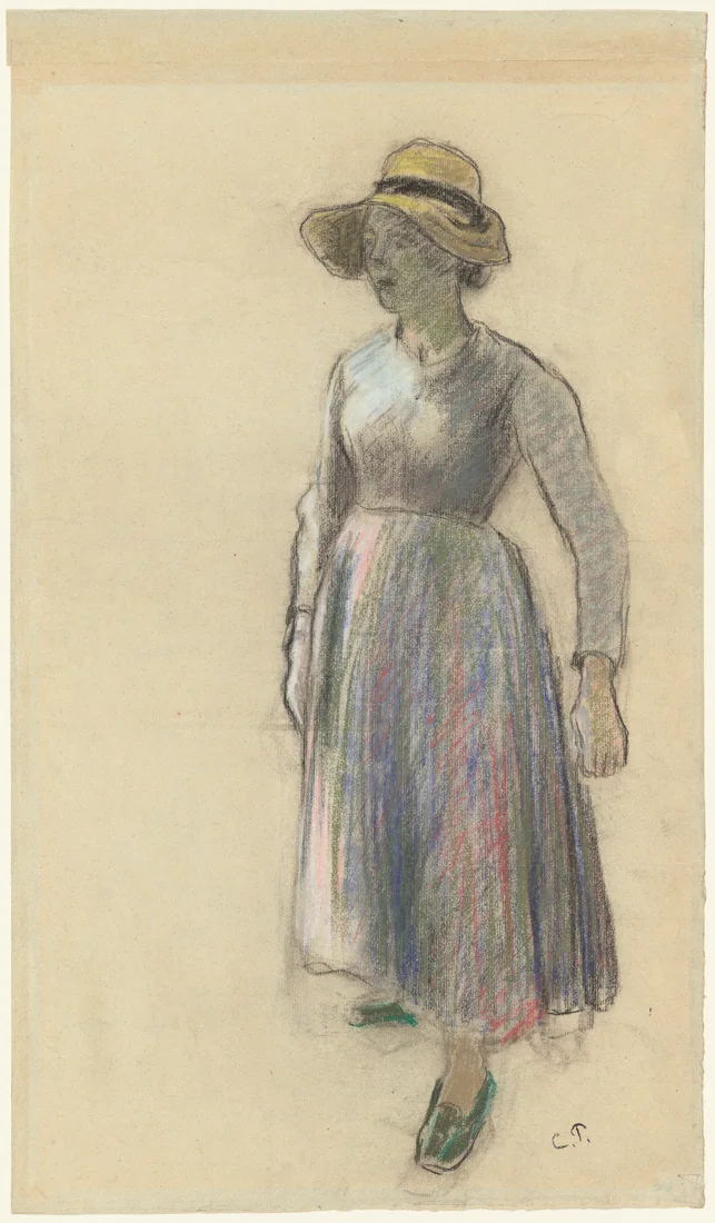 A Peasant Girl in a Straw Hat by Camille Pissarro, c. 1892 – art print
