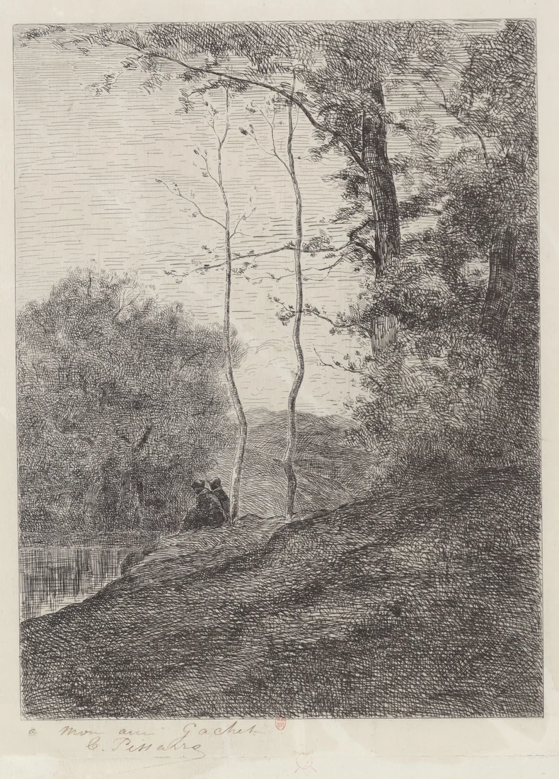 At the Water's Edge: Plate 2 by Camille Pissarro, 1863 – art print
