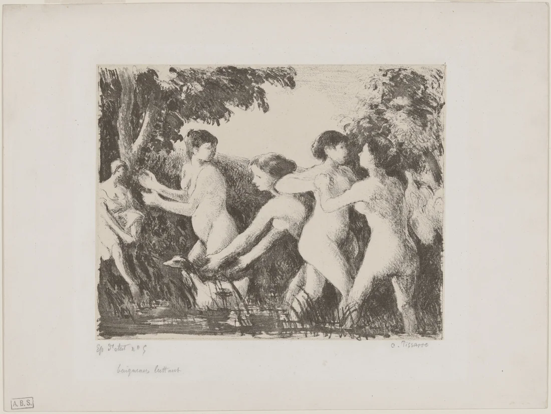 Bathers Wrestling by Camille Pissarro, c. 1896 – art print