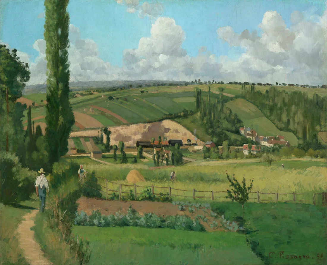 Landscape at Les Pâtis, Pontoise by Camille Pissarro, 1868 – art print