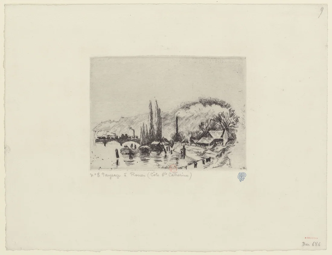 Landscape at Rouen (Côte Sainte-Catherine) by Camille Pissarro, 1907 – art print