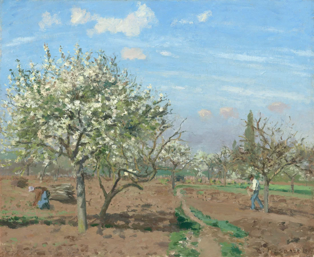 Orchard in Bloom, Louveciennes by Camille Pissarro, 1872 – art print