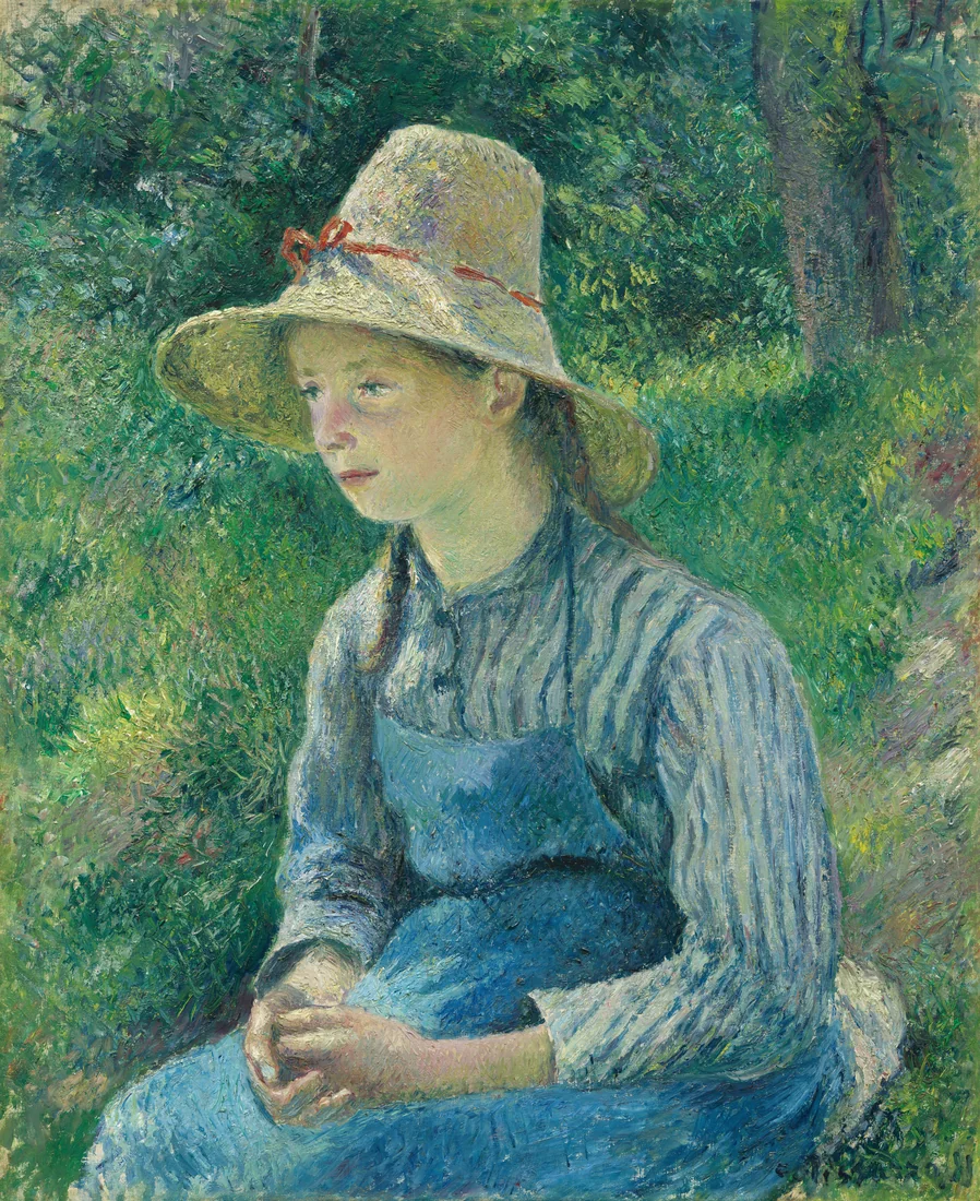 Peasant Girl with a Straw Hat by Camille Pissarro, 1881 – art print