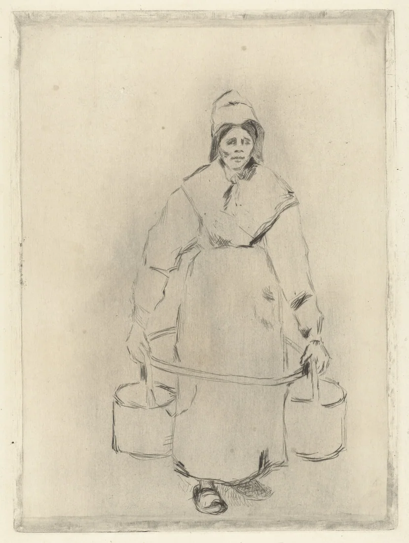 Peasant Woman at the Well (Study) by Camille Pissarro – art print