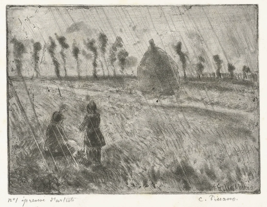 Rain on the Land by Camille Pissarro – art print