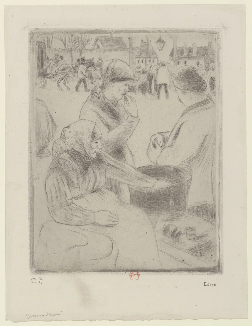Saint-Martin Fair, Chestnut Vendor by Camille Pissarro, 1922 – art print