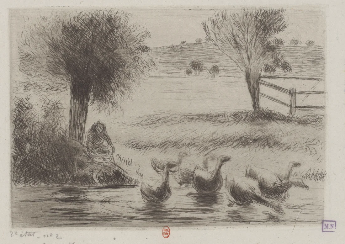 The Goose Girl by Camille Pissarro, 1888 – art print