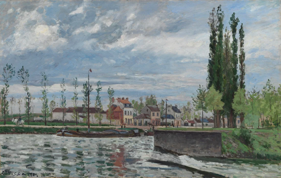 The Lock at Pontoise by Camille Pissarro, 1872 – art print