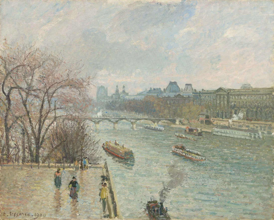 The Louvre, Afternoon, Rainy Weather by Camille Pissarro, 1900 – art print
